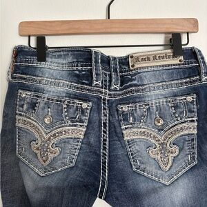 Rock Revival Bling Chic Bedazzled Skinny Laney Women's Blue Jeans size 29 EUC